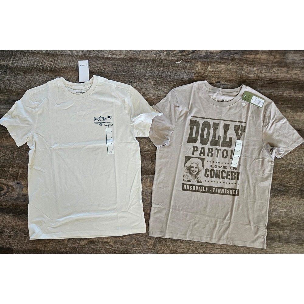 Goodfellow set of 2 size medium tees NWT Dolly Pardon & Fishing